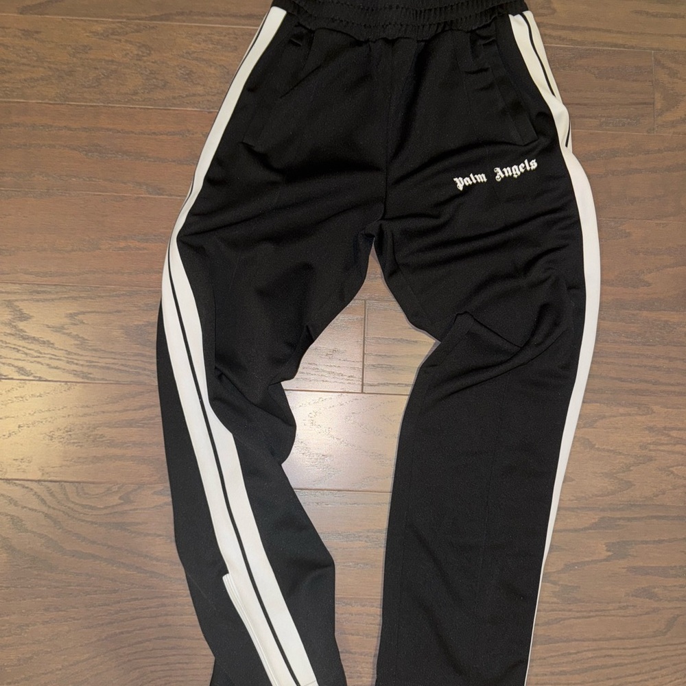 Palm Angels Black Track Pants with White Stripes